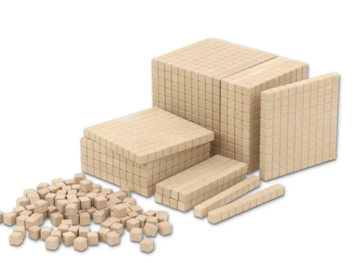 Dienes Zehnersystemsatz, 121-teilig, mit Tausenderwürfel, aus ReWOOD® natur