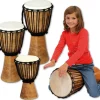 Djembe aus Hartholz, geölt, 60 cm hoch, Percussioninstrument, ab 3 Jahre