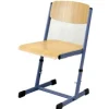 Ecoflex Schülerstuhl höhenverstellbar 38-46 cm, Buche-Laminat, Stahlfarbe lichtgrau RAL 7035, Kunststoffkappen