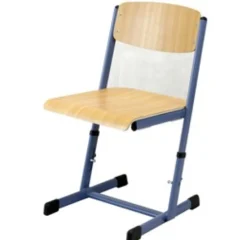 Ecoflex Schülerstuhl höhenverstellbar 38-46 cm, Buche-Laminat, Stahlfarbe lichtgrau RAL 7035, Kunststoffkappen
