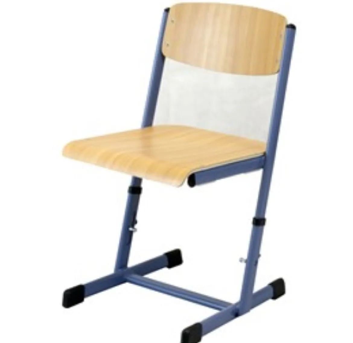 Ecoflex Schülerstuhl höhenverstellbar 38-46 cm, Buche-Laminat, Stahlfarbe lichtgrau RAL 7035, Kunststoffkappen