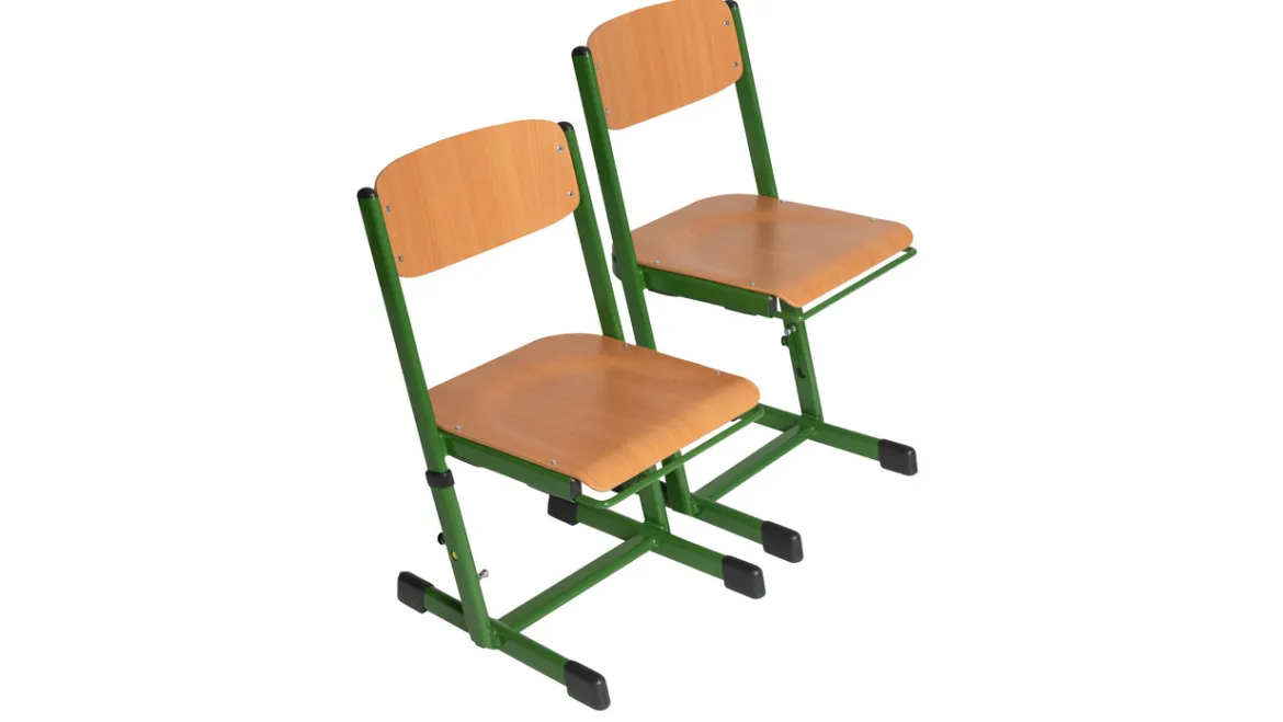 Ecoflex Schülerstuhl höhenverstellbar 42-50 cm, Stahlfarbe grün. Filzgleiter