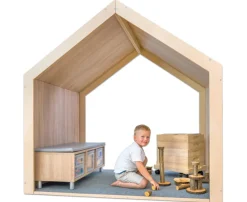Educasa Spielhaus XXL natur mit Tretford-Teppich, 1-7 Jahre