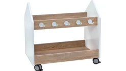 Educasa Taschenwagen mit Rollen, Eichendekor/weiß, mit 10 Doppelhaken