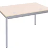 EDV-Tisch mit Blechkanal, 160x80 cm Buche hell, Stahlfarbe weißaluminium, Filzgleiter ohne Lasche