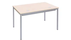 EDV-Tisch mit Blechkanal, 160x80 cm Buche hell, Stahlfarbe weißaluminium, Filzgleiter ohne Lasche