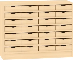 Eigentumsschrank mit 28 Materialkästen, Buche Dekor, BxHxT: 100 x 77 x40 cm