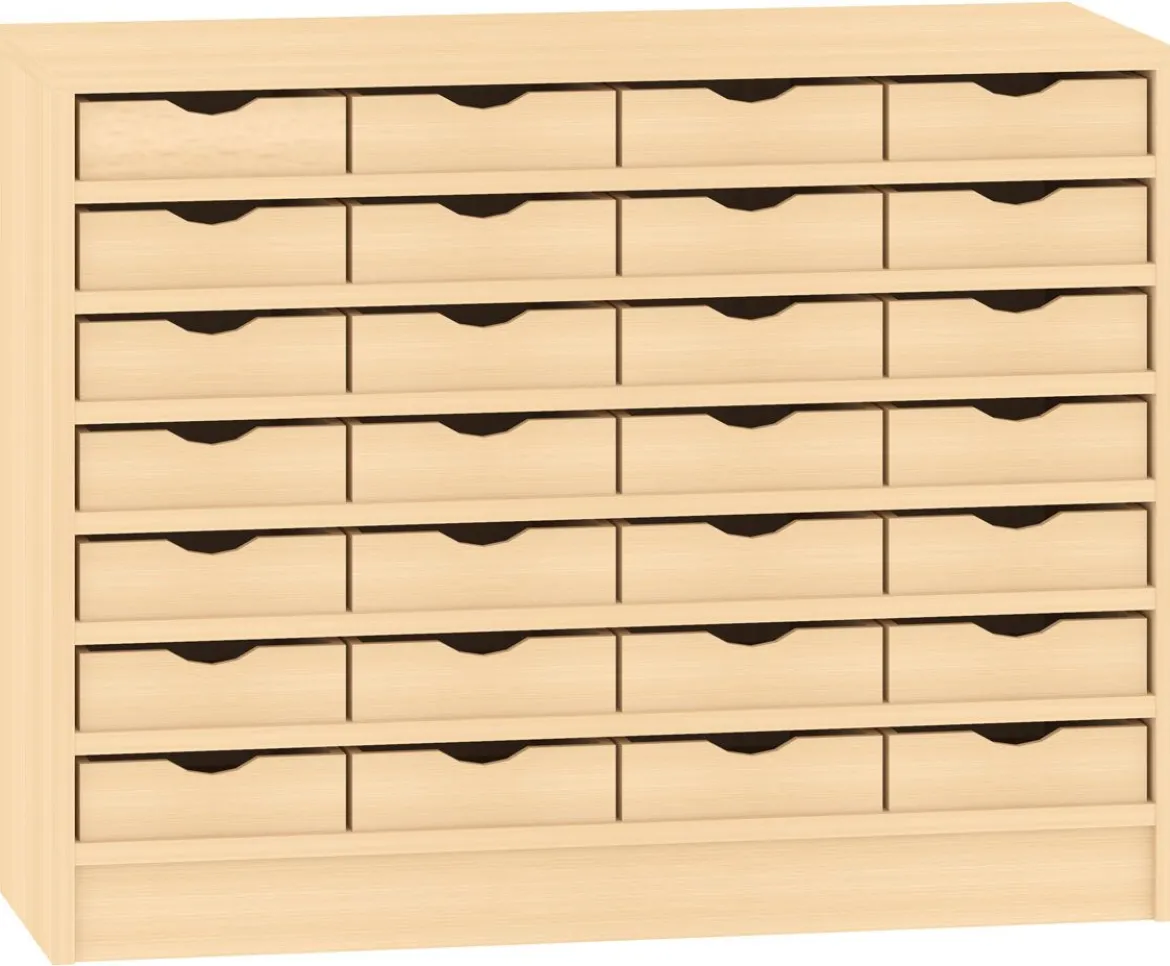 Eigentumsschrank mit 28 Materialkästen, Buche Dekor, BxHxT: 100 x 77 x40 cm
