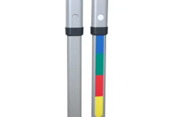 Einer-Schülertisch, 70x55cm, höhenverstellbar 58-82 cm, Holzdekor Buche, Drahtkorb, Gestellfarbe weißaluminium