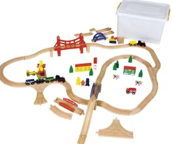 Eisenbahnset, 116 Teile in Kunststoffbox, ab 3 Jahre