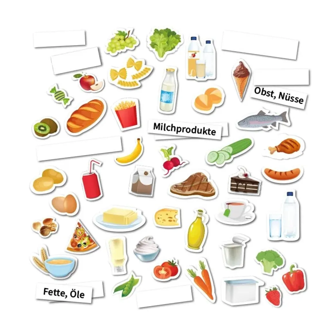 Ernährungspyramide mit Lebensmitteln vegetarisch und klassisch, magnetisch, 127 Teile