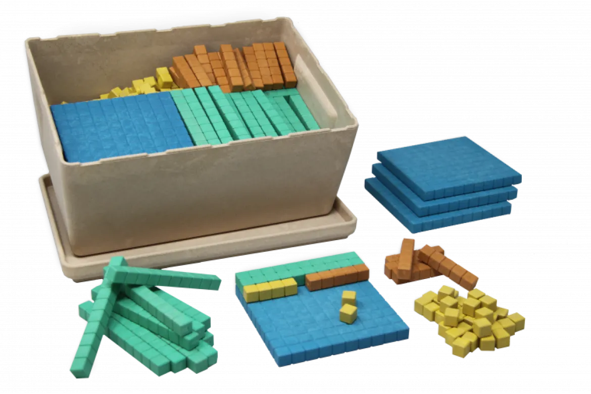 Erweiterter Dienes Klassensatz farbig (452 Teile) aus RE-Wood®