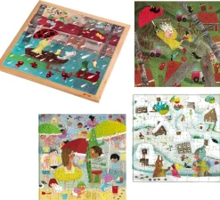 Extremes Wetter-Puzzle: 4 Holzpuzzle im Set, ab 3 Jahre