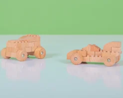 FabBrix Holzbausteine aus Buchenholz 300er-Set im Leinensäckchen