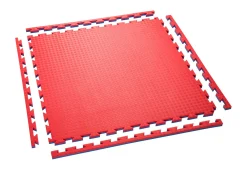 Fallschutzmatte Standard, Puzzlematte rot-blau, 100x100 cm