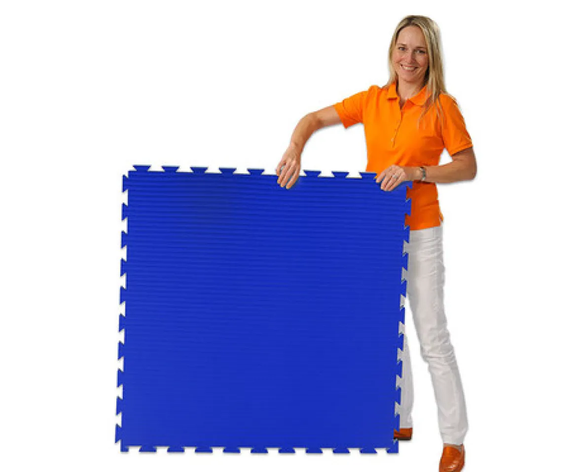 Fallschutzmatte Standard, Puzzlematte rot-blau, 100x100 cm
