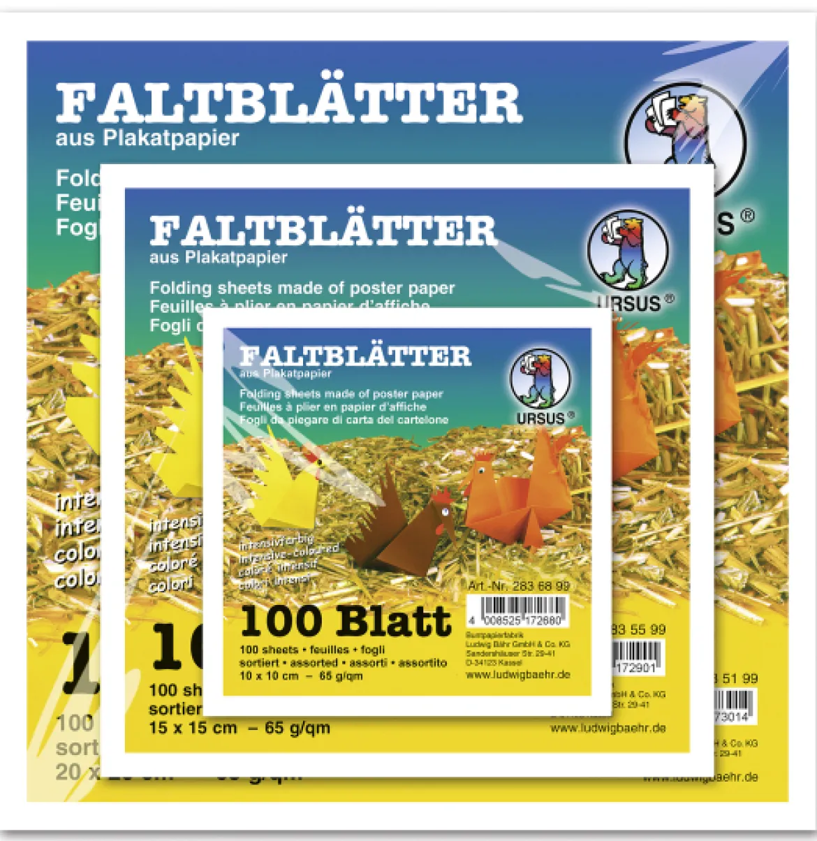 Faltpapier | Quadrat | 20 x 20 cm | 60 gsm | 12 gemischte Farben