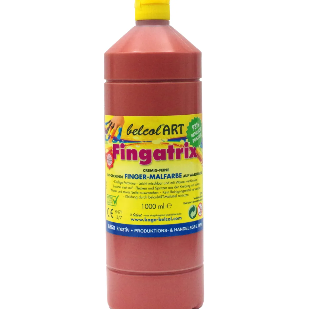 Fingermalfarbe 1000 ml, braun, cremige Kinderfarbe, abwaschbar
