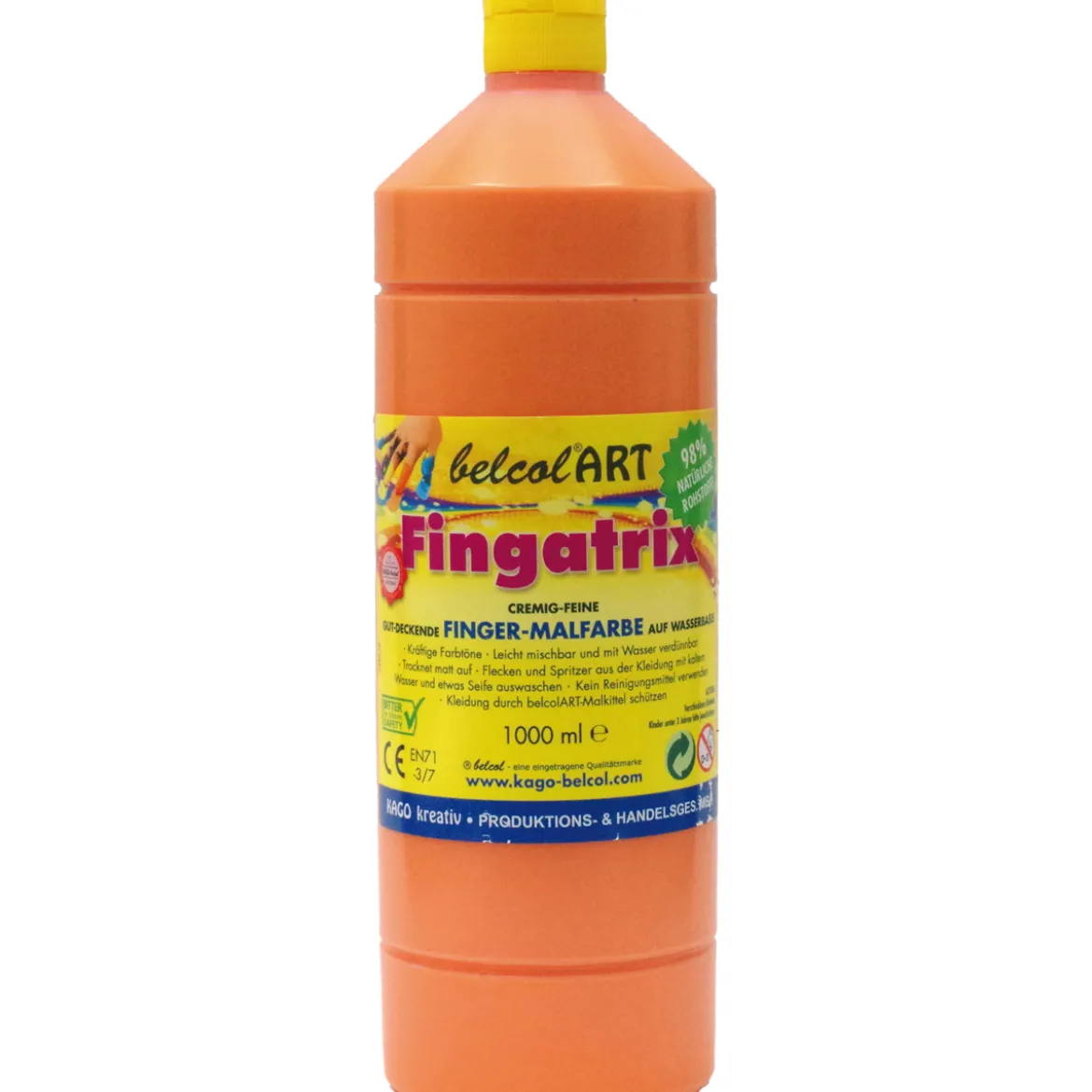Fingermalfarbe 1000 ml, orange, cremige Kinderfarbe, abwaschbar