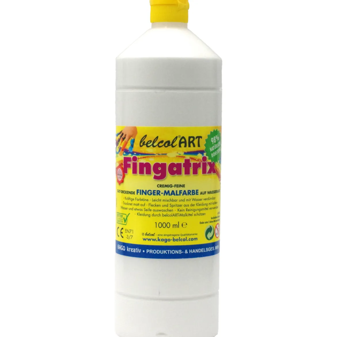 Fingermalfarbe 1000 ml, weiß, cremige Kinderfarbe, abwaschbar