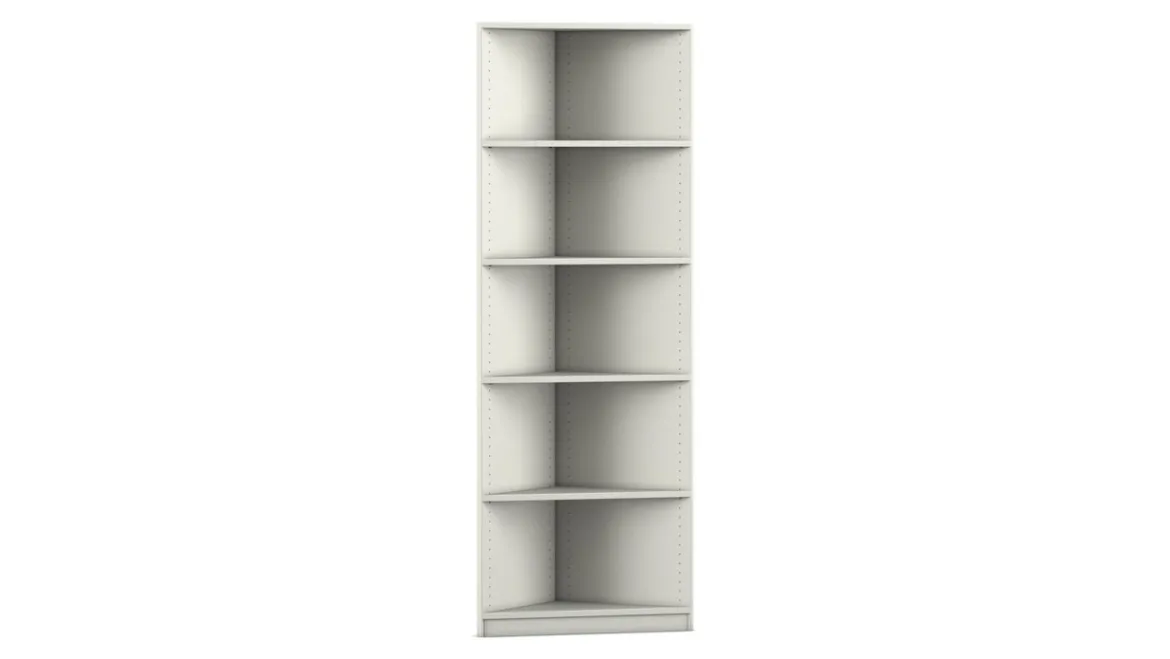 Flexeo Abschlussregal eckig, weiß, 4 Fachböden, Tiefe 48 cm