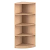 Flexeo Abschlussregal rund, Buche hell, 4 Fächer, Tiefe 48 cm