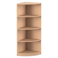 Flexeo Abschlussregal rund, Buche hell, 4 Fächer, Tiefe 48 cm