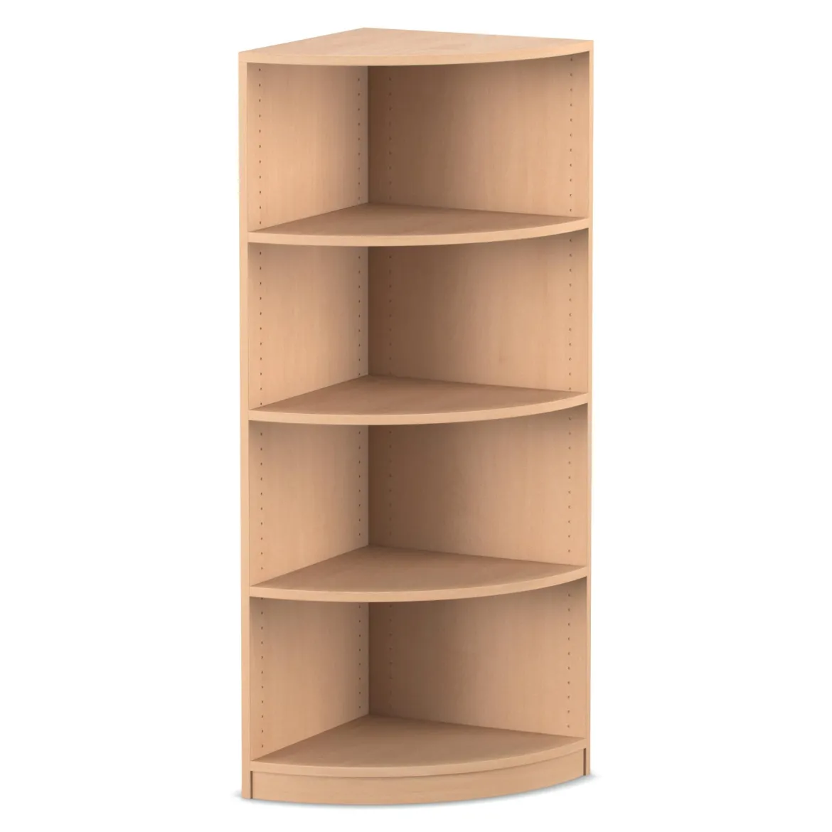 Flexeo Abschlussregal rund, Buche hell, 4 Fächer, Tiefe 48 cm