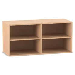 Flexeo® Aufsatzregal Buche hell, 4 Fächer, Mittelwand, Breite 126,4 cm, Tiefe 48 cm