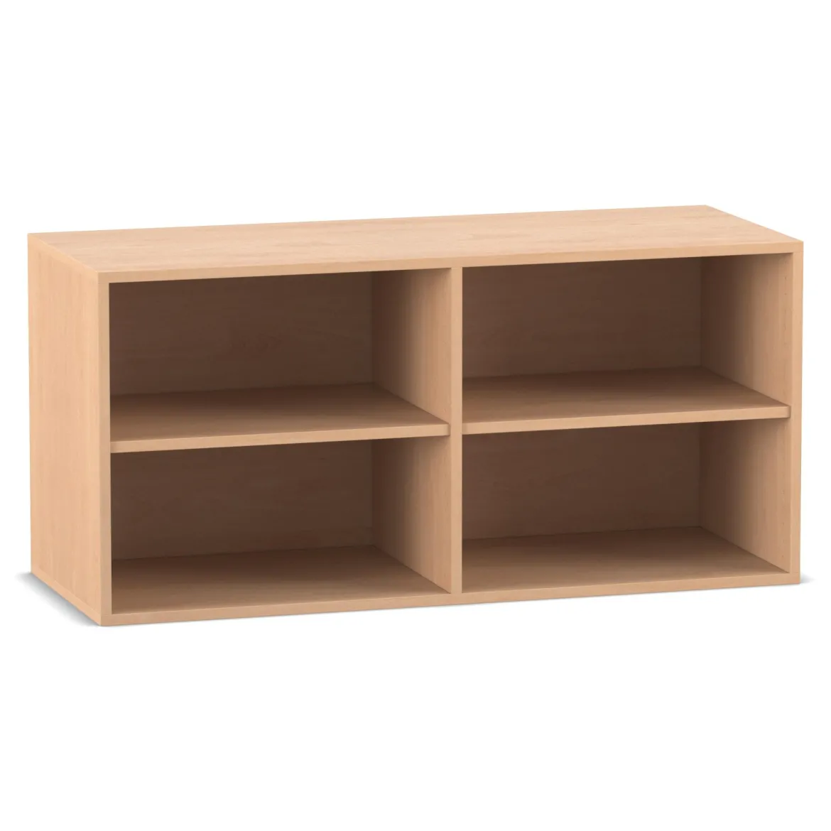 Flexeo® Aufsatzregal Buche hell, 4 Fächer, Mittelwand, Breite 126,4 cm, Tiefe 48 cm