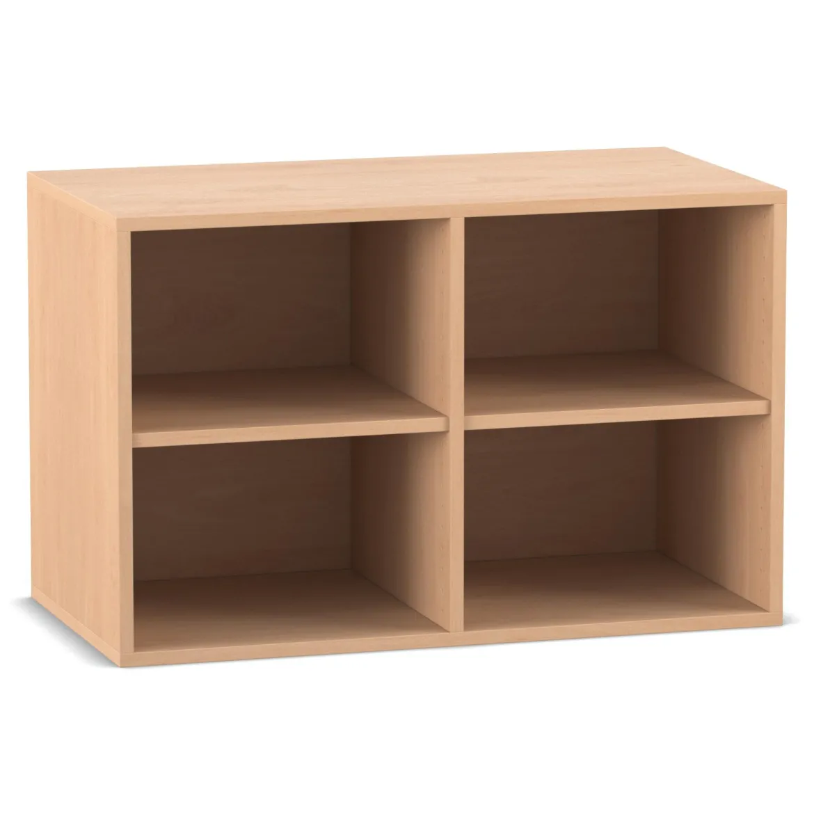 Flexeo® Aufsatzregal, 4 Fächer, Mittelwand, Buche hell, HxBxT 60,6x94,4x38 cm