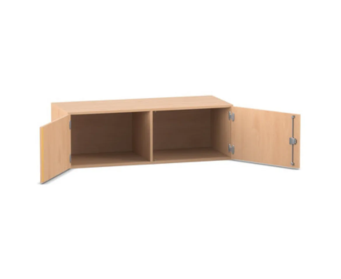 Flexeo Aufsatzschrank, Buche hell, 2 Türen, Anschlag links, H: 41,4 cm B: 126,4 cm T: 60 cm, Bogengriff mit Schloss