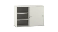 Flexeo Aufsatzschrank weiß, Schiebetüren, 4 Fachböden, HxBxT: 90,9 x 126,4 x 38 cm