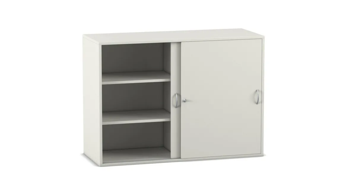 Flexeo Aufsatzschrank weiß, Schiebetüren, 4 Fachböden, HxBxT: 90,9 x 126,4 x 38 cm