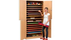 Flexeo® Bastelschrank Jana, Buche hell, 16 Fächer, HxBxT: 190x94,4x60 cm, Dreholive