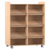 Flexeo® Bücherwagen, Buche hell, beidseitig je 6 Schrägablagen