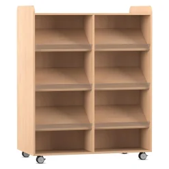 Flexeo® Bücherwagen, Buche hell, beidseitig je 6 Schrägablagen