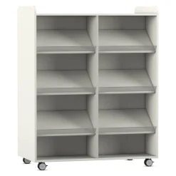 Flexeo® Bücherwagen, weiß, beidseitig je 6 Schrägablagen