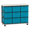 Flexeo Containersystem mit Ablage weiß, 9 große Boxen, HxBxT: 72,8 x 90,5 x 38,5 cm, Rollen