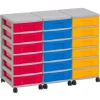 Flexeo Container-System 3 Reihen, HxBxT: 66 x 90 x 38 cm, 18 kleine Boxen bunt Rahmen grau