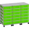 Flexeo Container-System 3 Reihen, HxBxT: 66 x 90 x 38 cm, 18 kleine Boxen grün, Rahmen grau