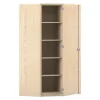 Flexeo Eckschrank, Ahorn honig, 4 Fachböden, HxT 190 x 60 cm, Bogengriff mit Schloss