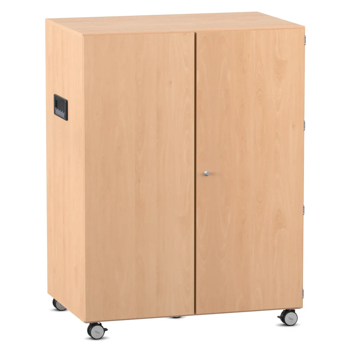 Flexeo fahrbares Multimobil - Musik, Buche hell, 6 kleine Boxen hellgrün/grün HxBxT: 148 x 110 x 70 cm