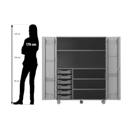 Flexeo fahrbares Multimobil - Musik, Buche hell, 6 kleine Boxen hellgrün/grün HxBxT: 148 x 110 x 70 cm