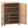 Flexeo fahrbares Multimobil - Musik, Buche hell, 6 kleine Boxen transparent HxBxT: 148 x 110 x 70 cm