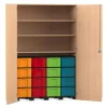 Flexeo® Garagenschrank, Buche hell, Bogengriff mit Schloss, HxBxT: 190 x 126,4 x 50 cm