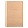 Flexeo® Garagenschrank, Buche hell, HxBxT: 190 x 126,4 x 60 cm, 16 große Boxen bunt, Bogengriff mit Schloss
