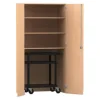 Flexeo® Garagenschrank, 3 Fächer, 1 Transportwagen, Buche hell, HxBxT: 190 x 94,4 x 60 cm, Dreholive