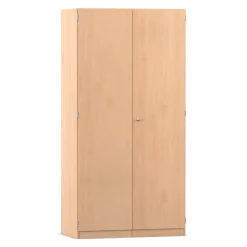 Flexeo® Garagenschrank PRO, Buche hell, 2 Rollcontainer, 12 kleine Boxen bunt, 3 Fächer, HxBxT: 190 x 94,4 x 60 cm