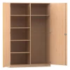 Flexeo Garderobenschrank mit einer Garderobe und 6 Fächern, Buche hell, HxBxT: 190 x 126,4 x 60 cm, Bogengriff mit Schloss